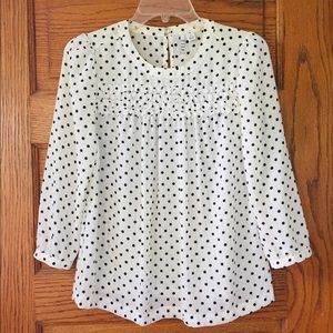 Ruffle Detail Polka Dot Blouse